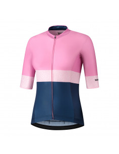 Tröja dam Yuri kort ärm rosa/ navy (Medium)