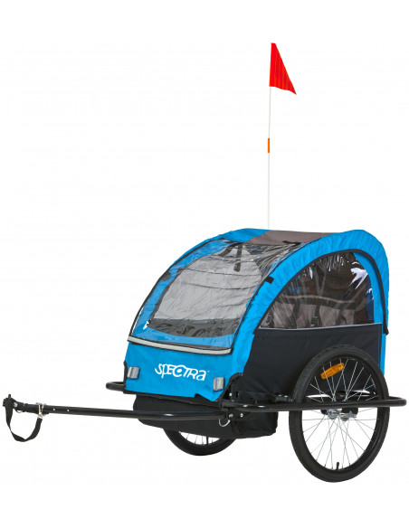 Cykelkärra stål f 2barn blå/gr