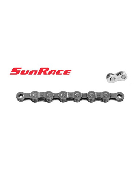 Kedja Sunrace 8-speed Grå 1/2" x 3/32". Levereras med EasyLink-lås. 274gram