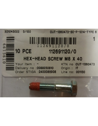 112691120/0 HEX-HEAD SCREW M8 x 40